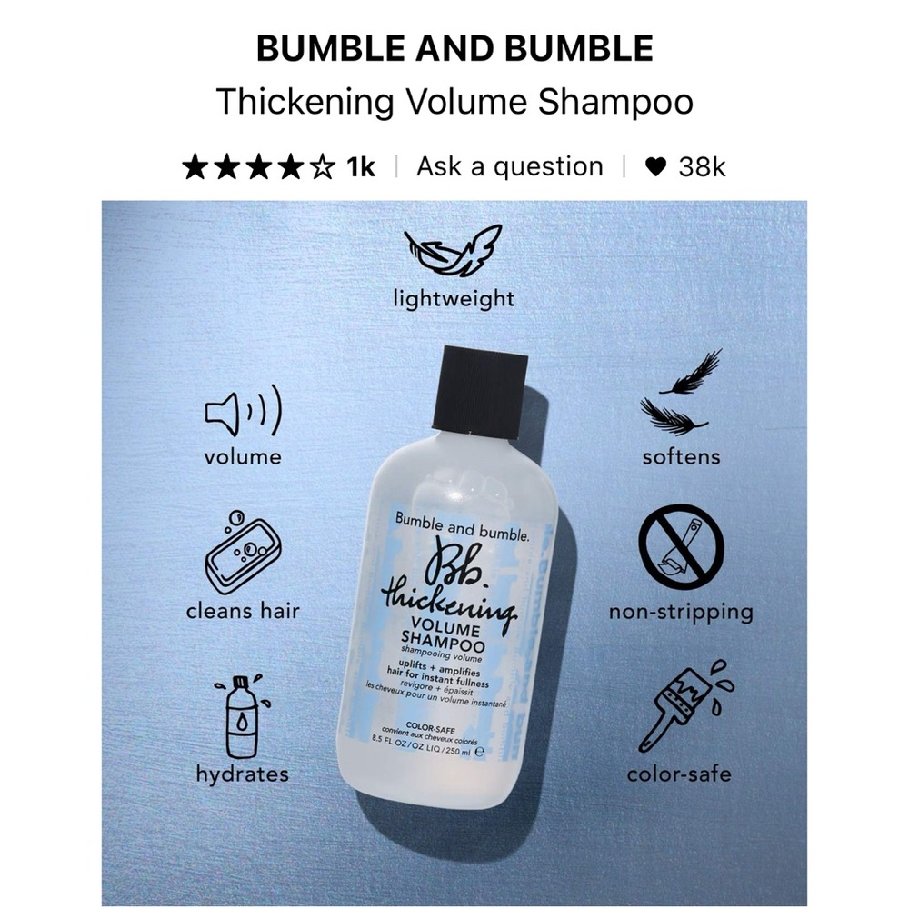 Bumble &‎ Bumble Thickening Volume Shampoo 250ml new fresh - Picture 5 of 11